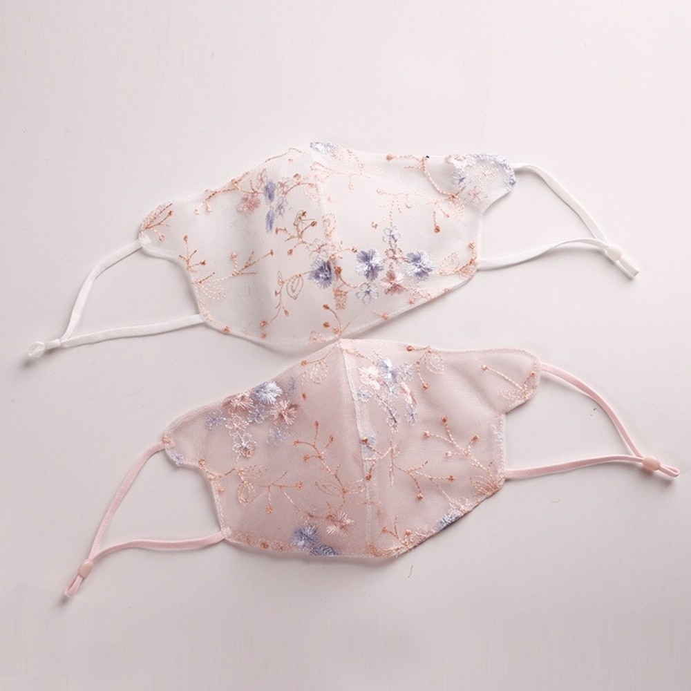 Cloth Face Mask Washable - Máscara clásica con bordado de flores,