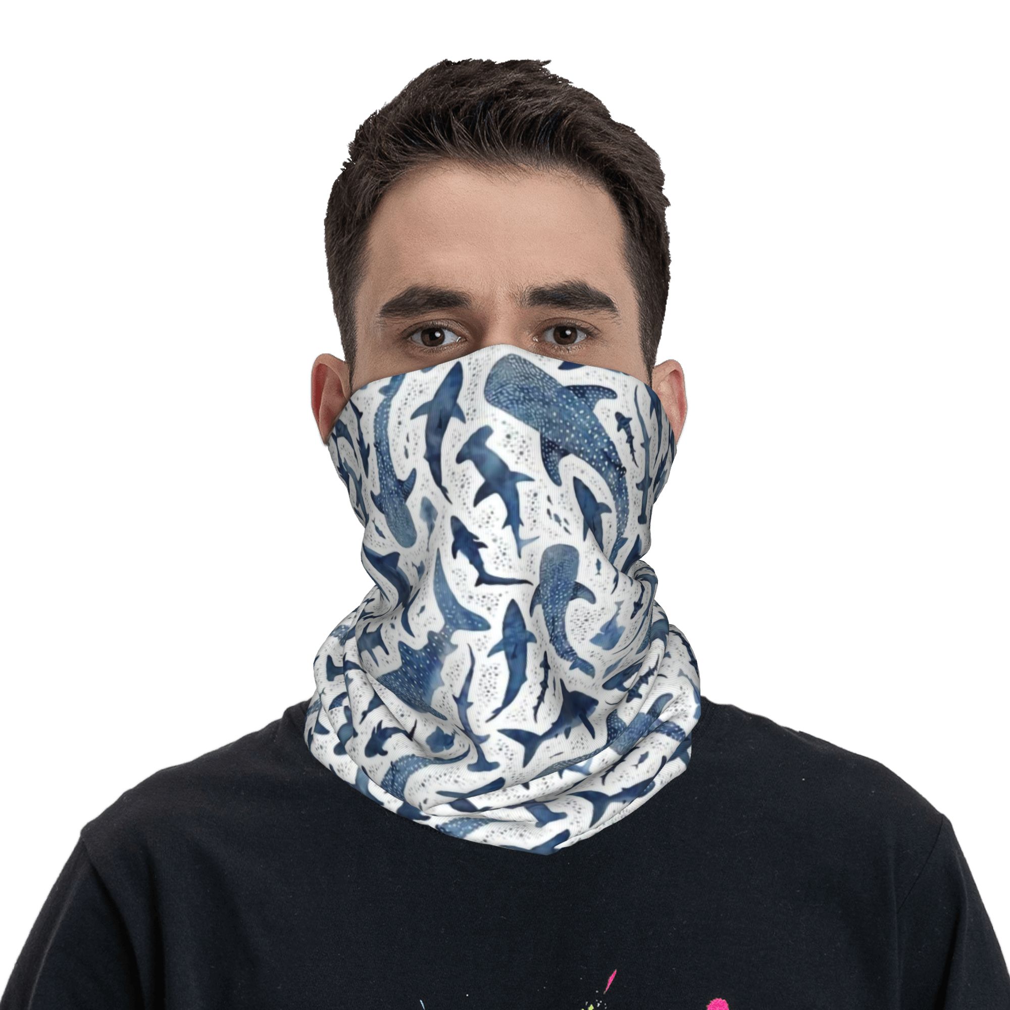 Bandana de tiburón de acuarela - Neck Gaiter Face Cover reseña y precio